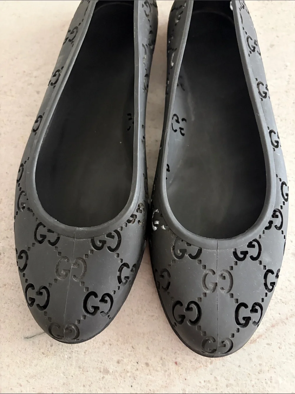 Gucci Black Rubber Ballet Flats Size 41 - Picture 3 of 9